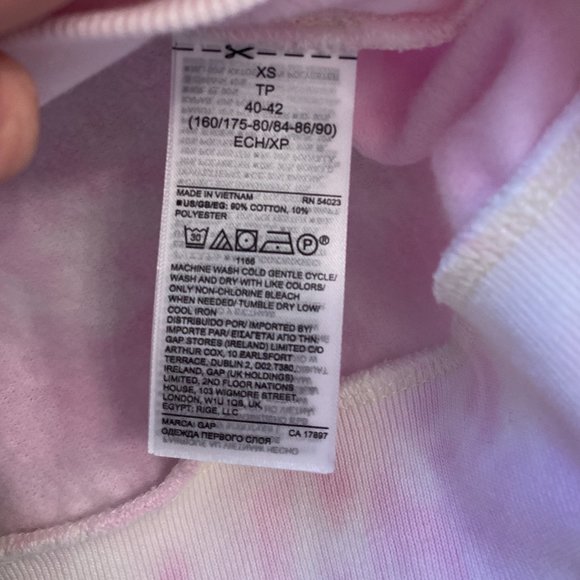 GAP Size XS Vintage Soft Balloon Sleeve Pullover Sweatshirt Pastel Tie Dye - Picture 8 of 8